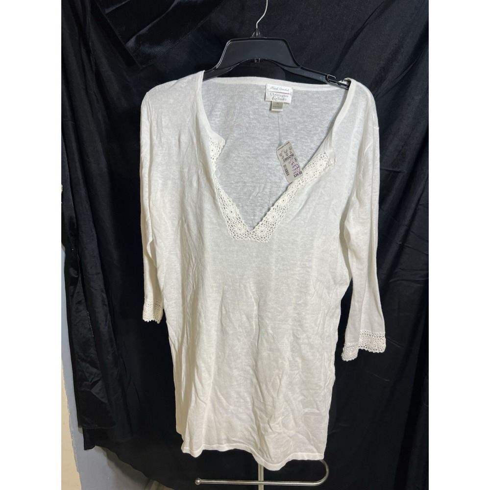 NWT XL CHRISTOPHER BANKS WHITE BLOUSE‎ (2242)